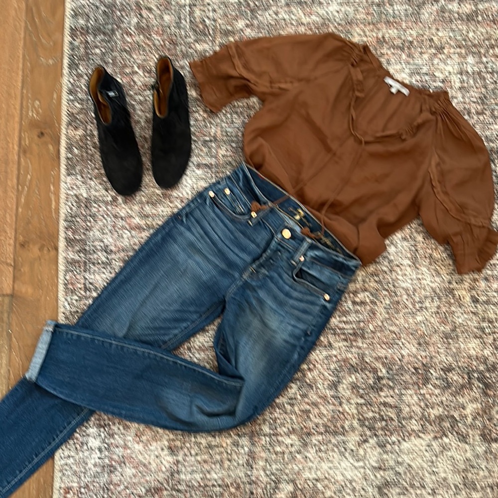 Anthropologie chocolate brown linen blouse